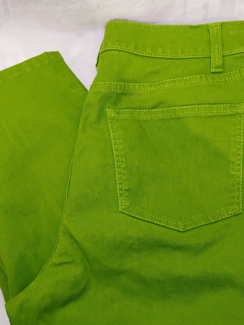 Talbots Petite Sz 8 Green Crop Jeans Travel Casual Capri Cropped Denim Pants S